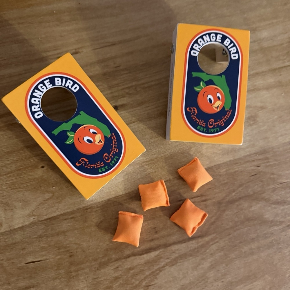 Disney Parks 2024 Epcot Flower Garden Tabletop Mini Cornhole Board Orange Bird